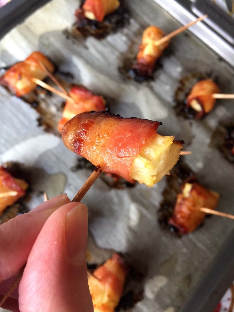 Bacon Wrapped Pineapple Chunks Finger Food Appetizer