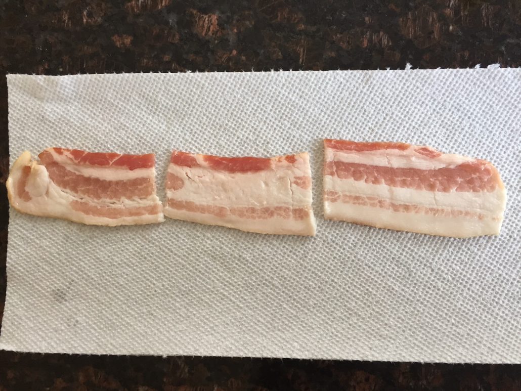 Bacon Strip Cut Into Thirds