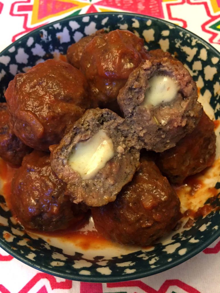 Mozzarella Cheese Stuffed Baked Meatballs Recipe