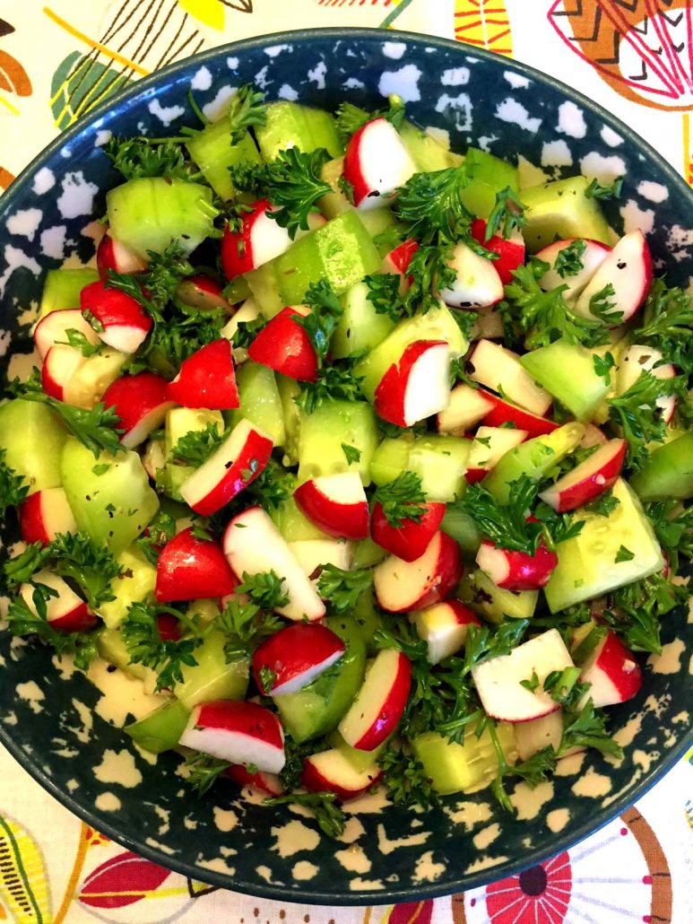 Salad Recipe With Fresh Radishes And Cucumbers