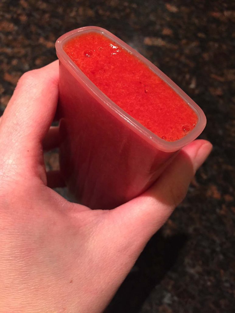 Strawberry Puree In A Popsicle Mold