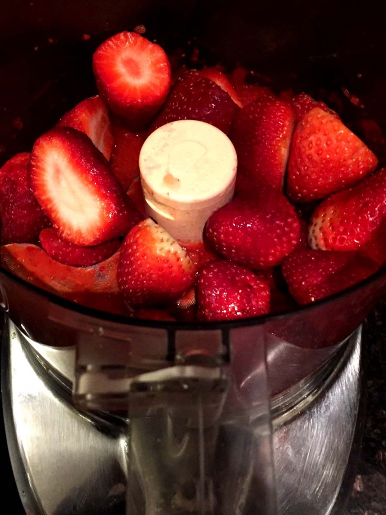 Strawberries in a food processor