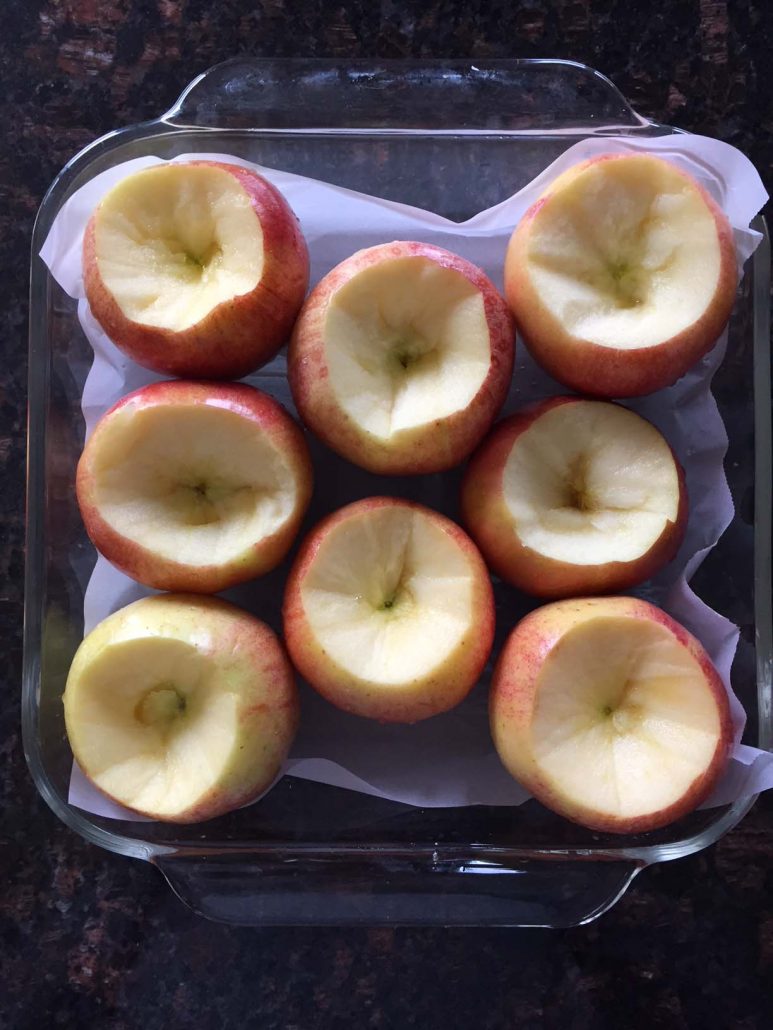 Cored apples for baking