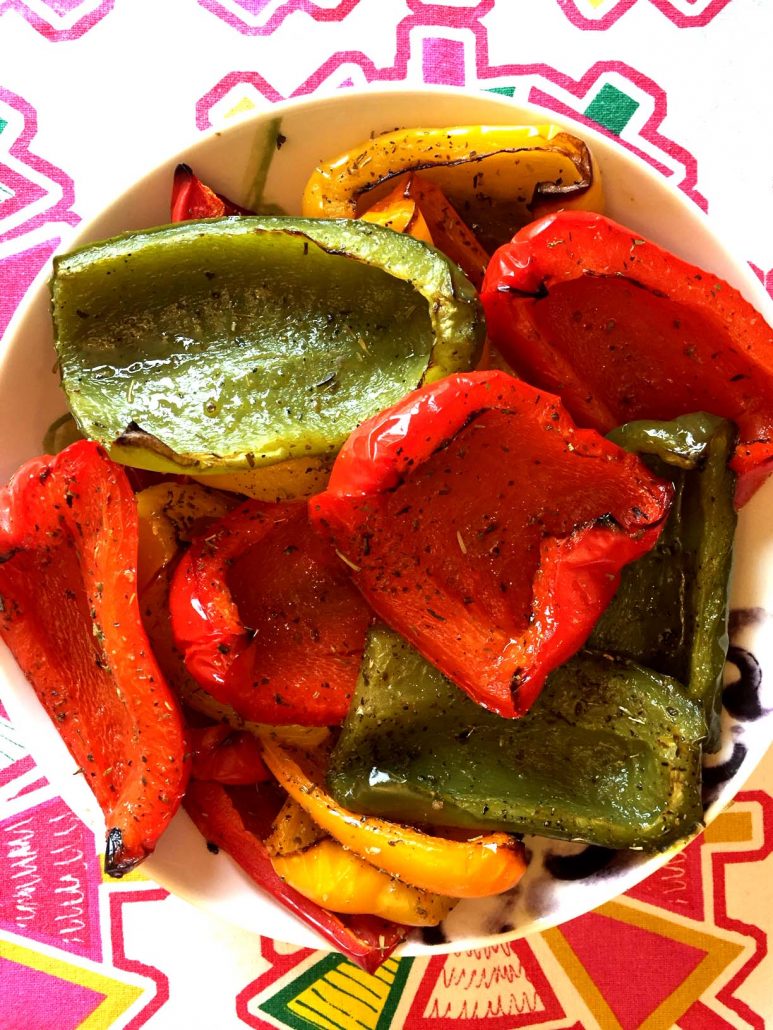 Roasted Red Green Yellow Orange Bell Peppers