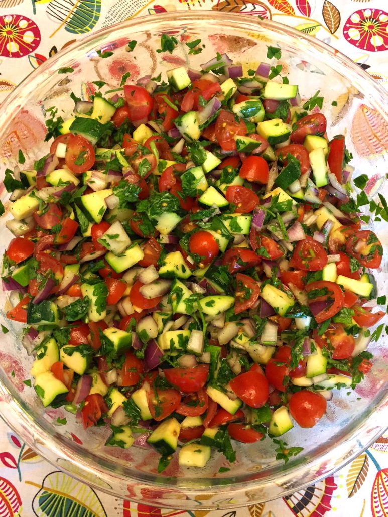 Unpeeled Raw Zucchini In A Salad