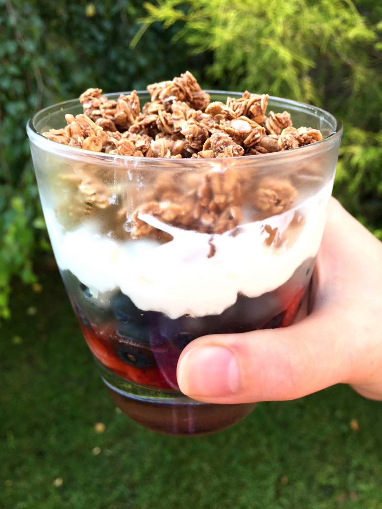 Homemade fruit and yogurt breakfast parfait