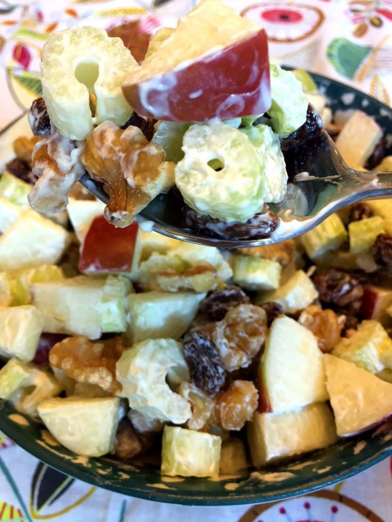 Waldorf Salad With Celery, Apple, Walnuts and Raisins