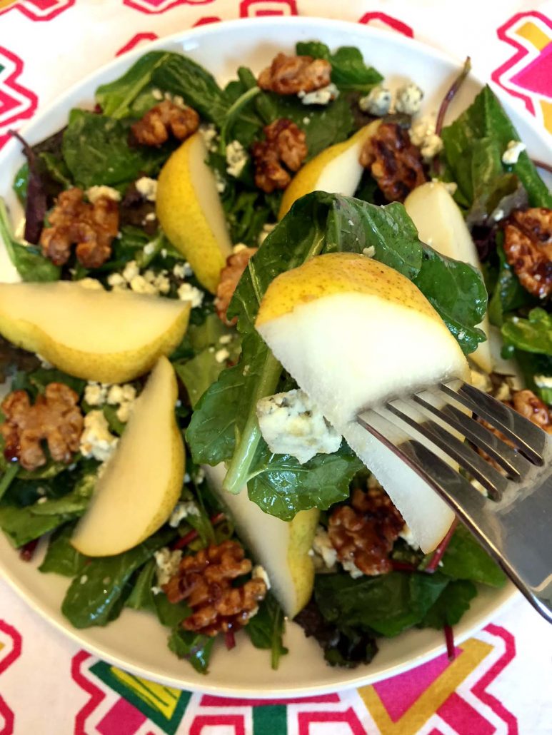 Pears Walnuts Blue Cheese Baby Greens Salad