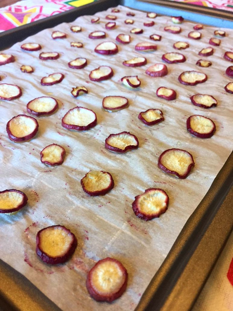 oven baked radish chips