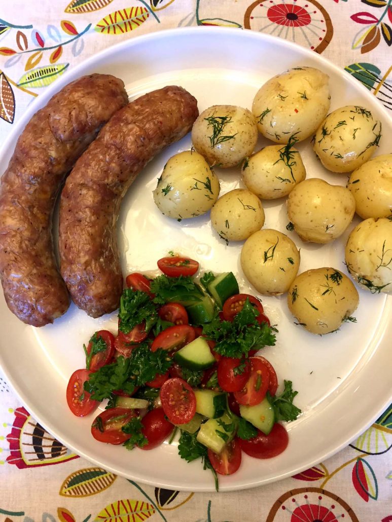 Small potatoes and sausages dinner made in Instant Pot