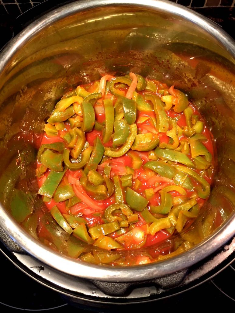 Pressure Cooker Peppers and Onions