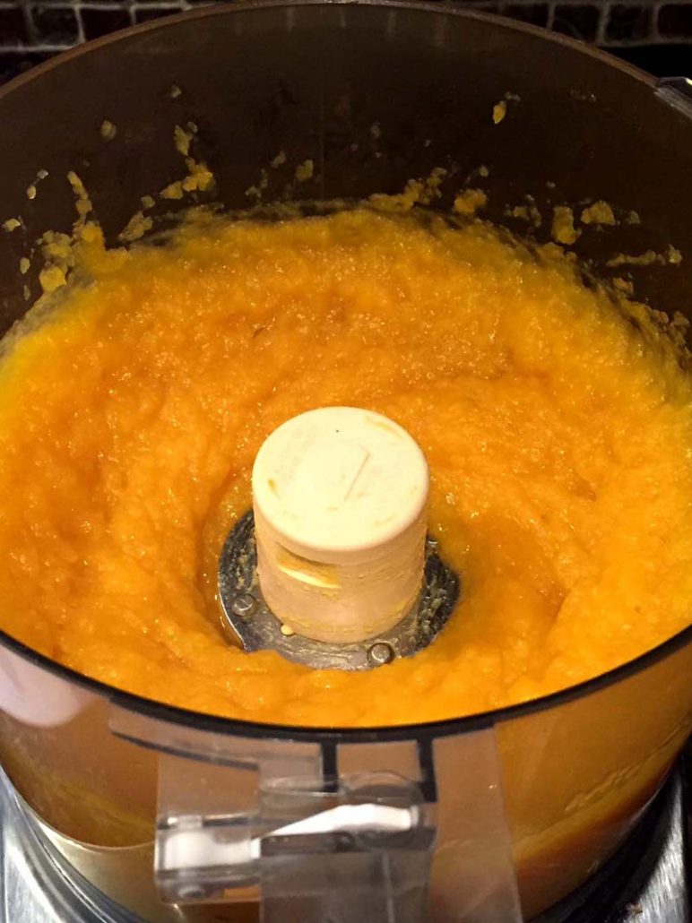 Pumpkin puree in a food processor