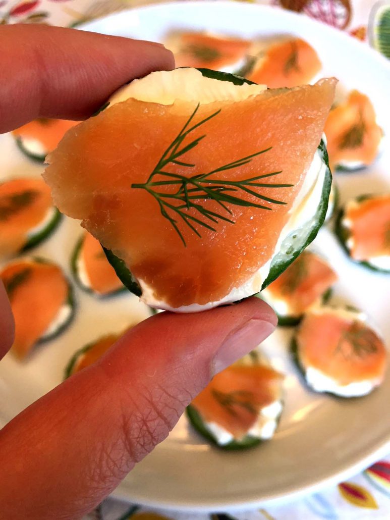 Smoked Salmon Cream Cheese Cucumber Bites - A Fork's Tale