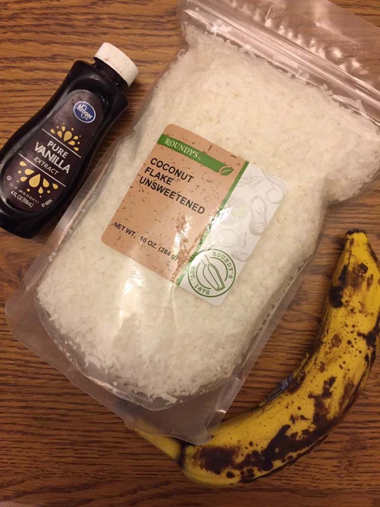 Ingredients for coconut banana cookies