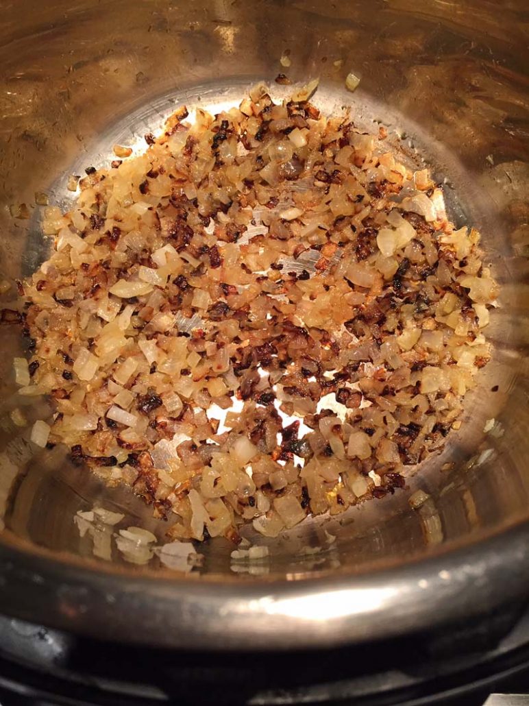 Saute onions in the Instant Pot for homemade bbq sauce