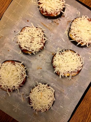 eggplant pizza shredded cheese