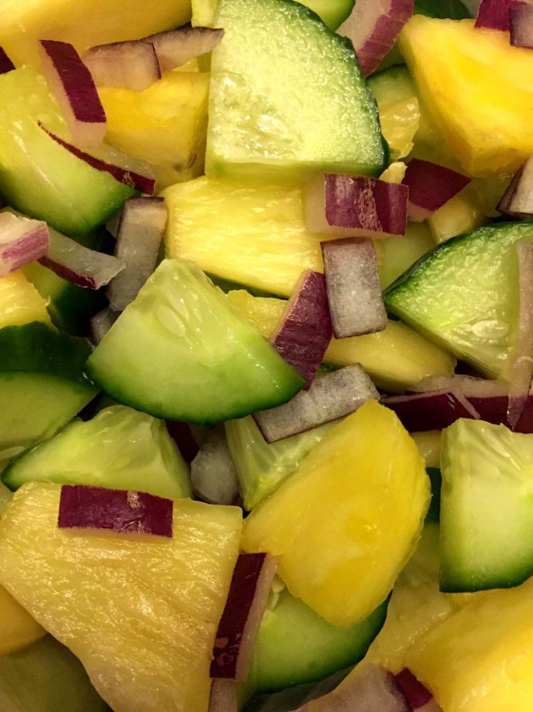 Salad With Chopped Pineapple and Cucumber