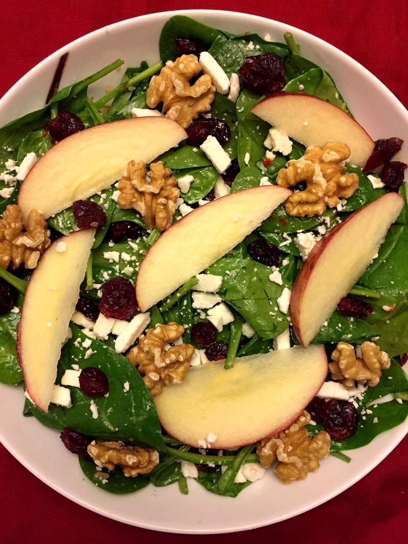 Apple Cranberry Walnut Butter Leaf Salad