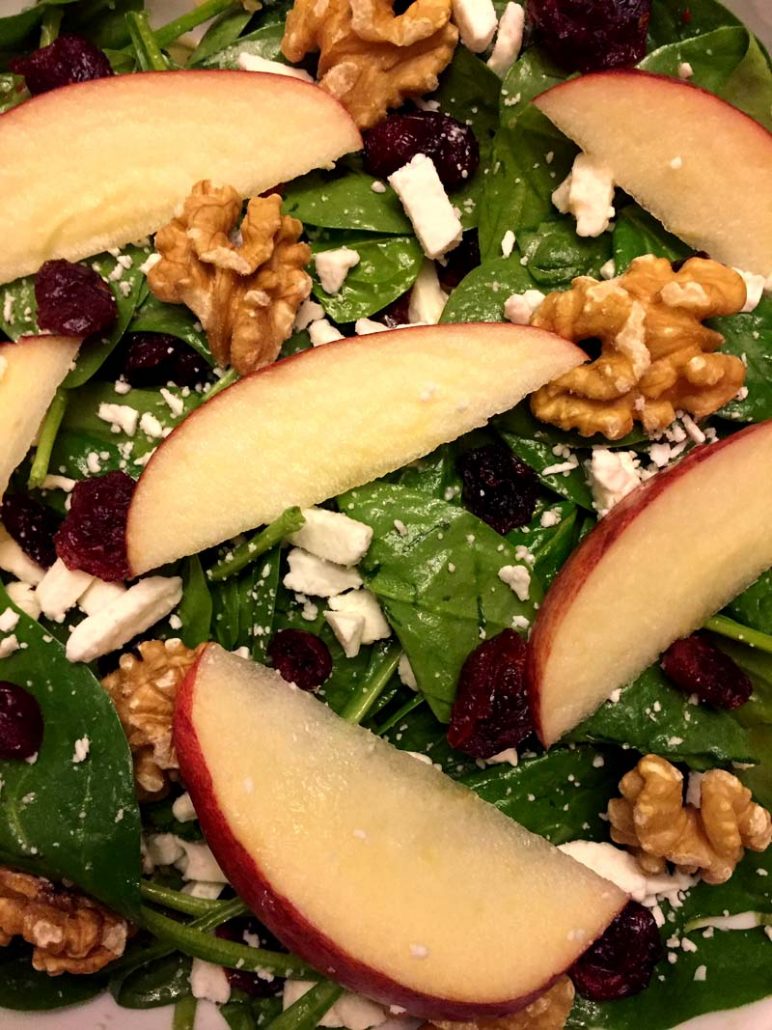 baby spinach salad with dried cranberries