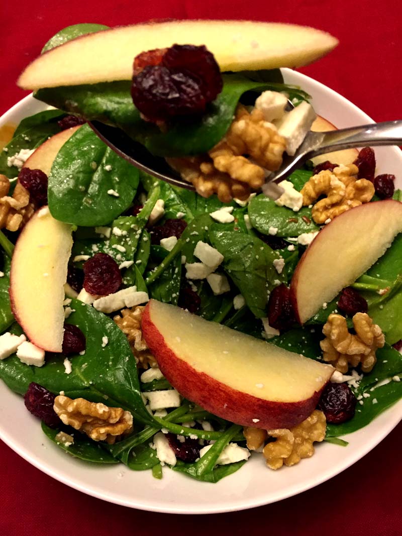 Spinach Apple Cranberry Walnut Salad – Melanie Cooks