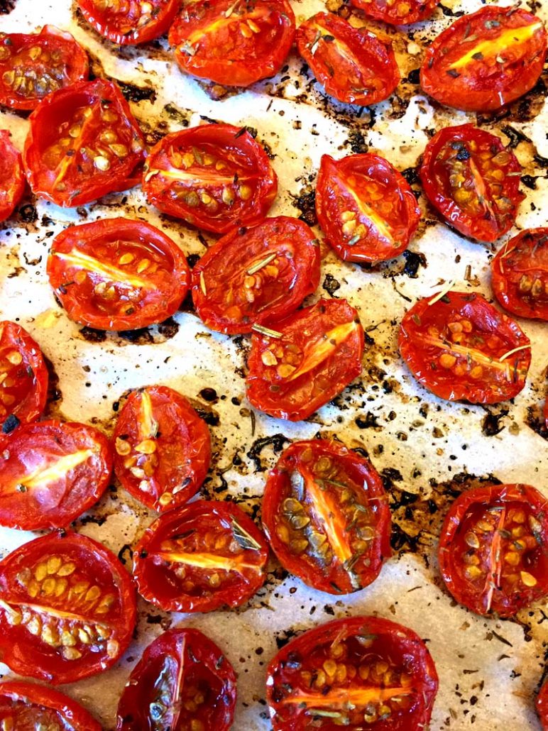 Cherry Tomatoes Roasting In The Oven