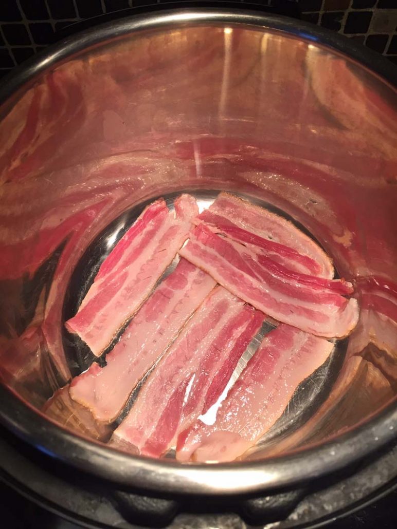 Cooking bacon in Instant Pot step 1