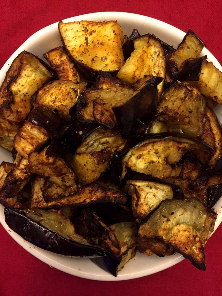 2 ingredient air fryer roasted eggplant • We Count Carbs