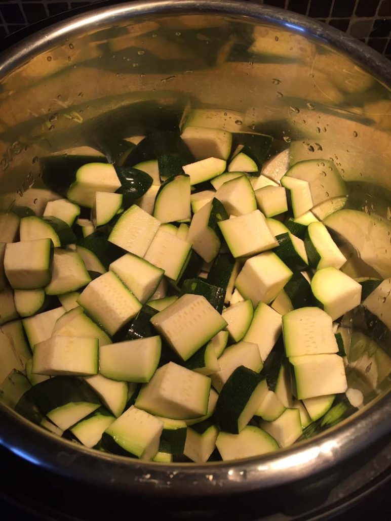 Raw zucchini in the Instant Pot