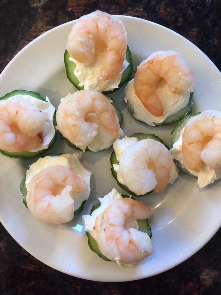 Shrimp cucumber cream cheese keto appetizer