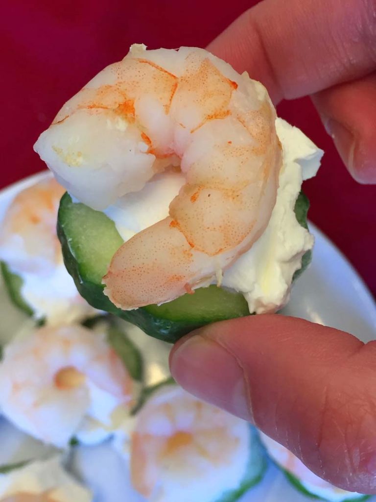 Keto Shrimp Cucumber Cream Cheese Bites