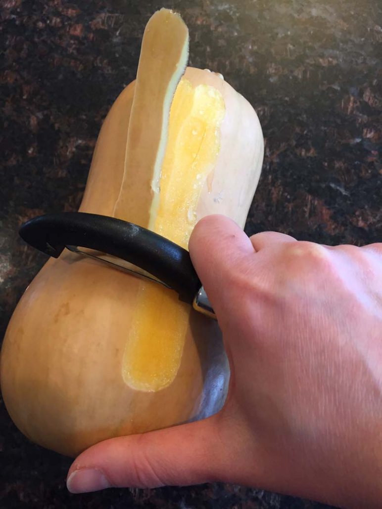 Peeling butternut squash