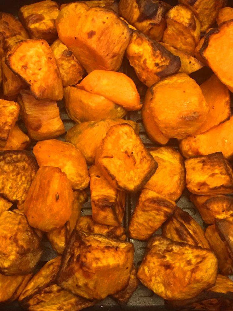 air fryer roasted sweet potato pieces