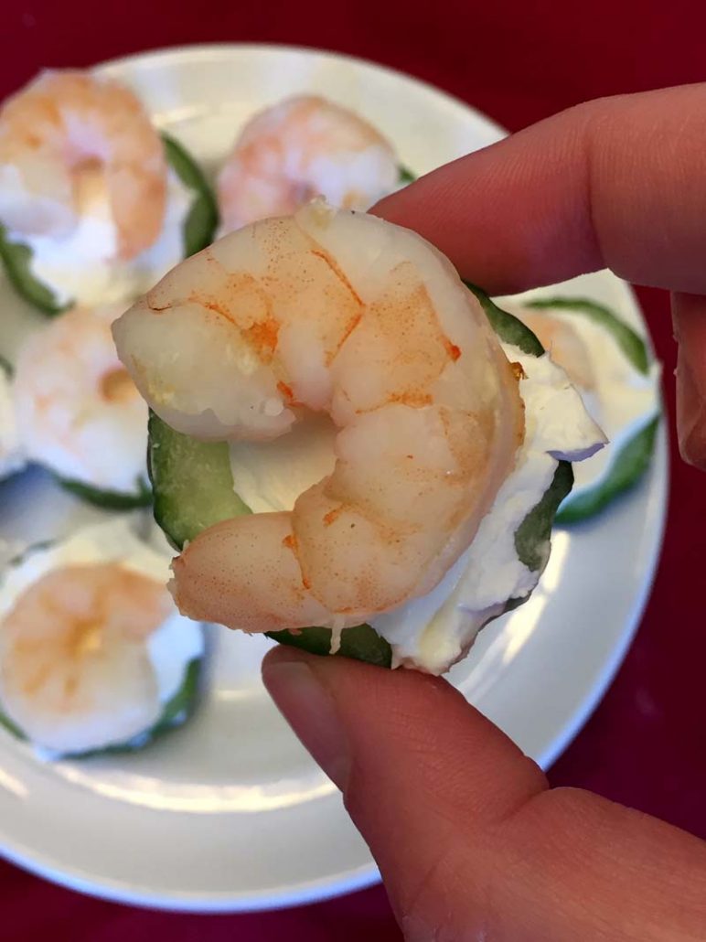 Shrimp Cucumber Canape Appetizer Low Carb