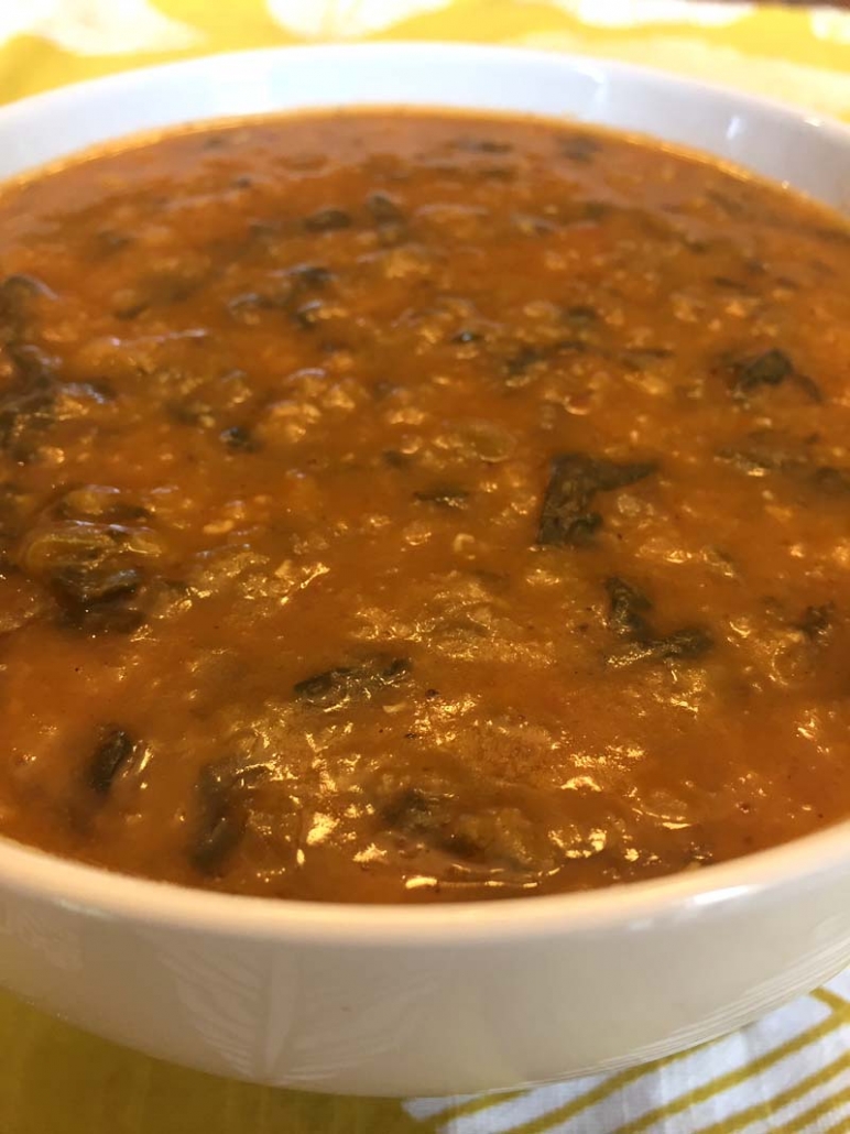 a bowl of instant pot lentil soup