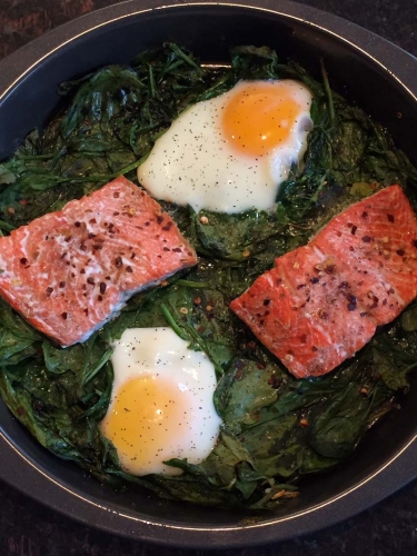 Keto Salmon Spinach Egg Bake