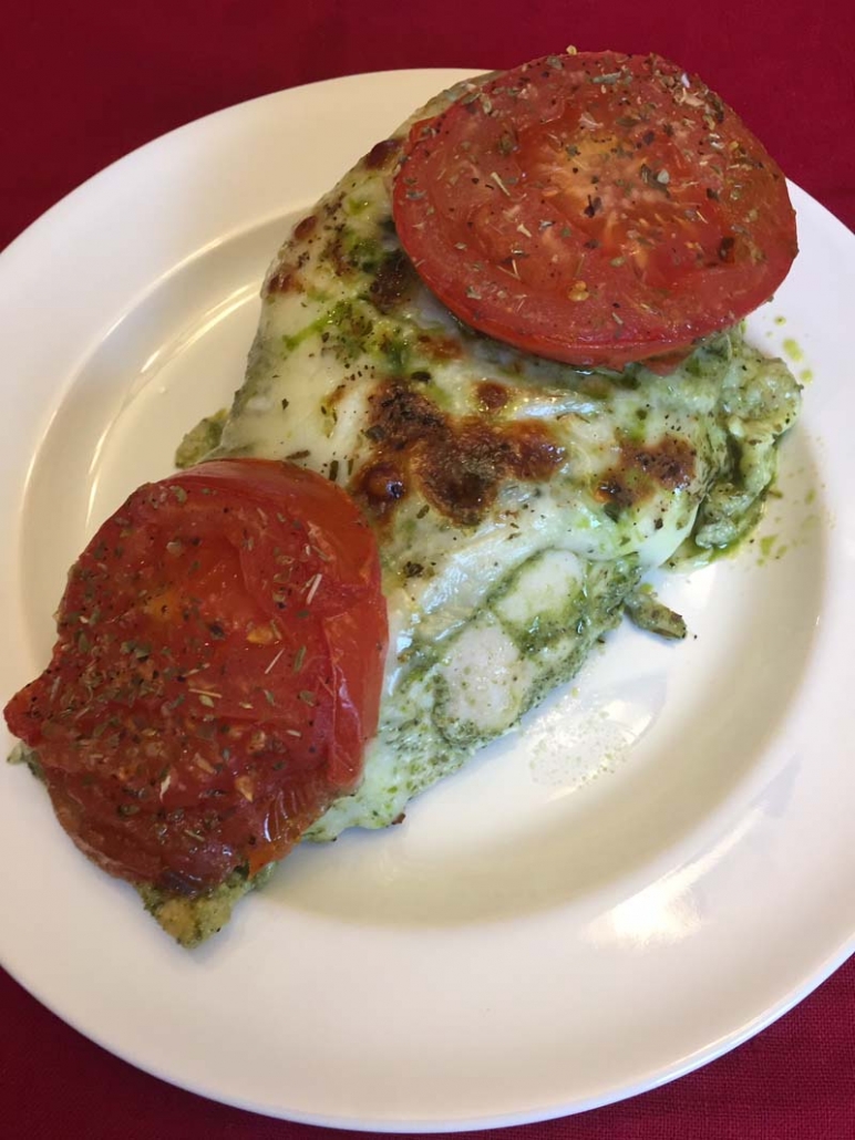 Keto Chicken With Pesto Tomatoes And Cheese