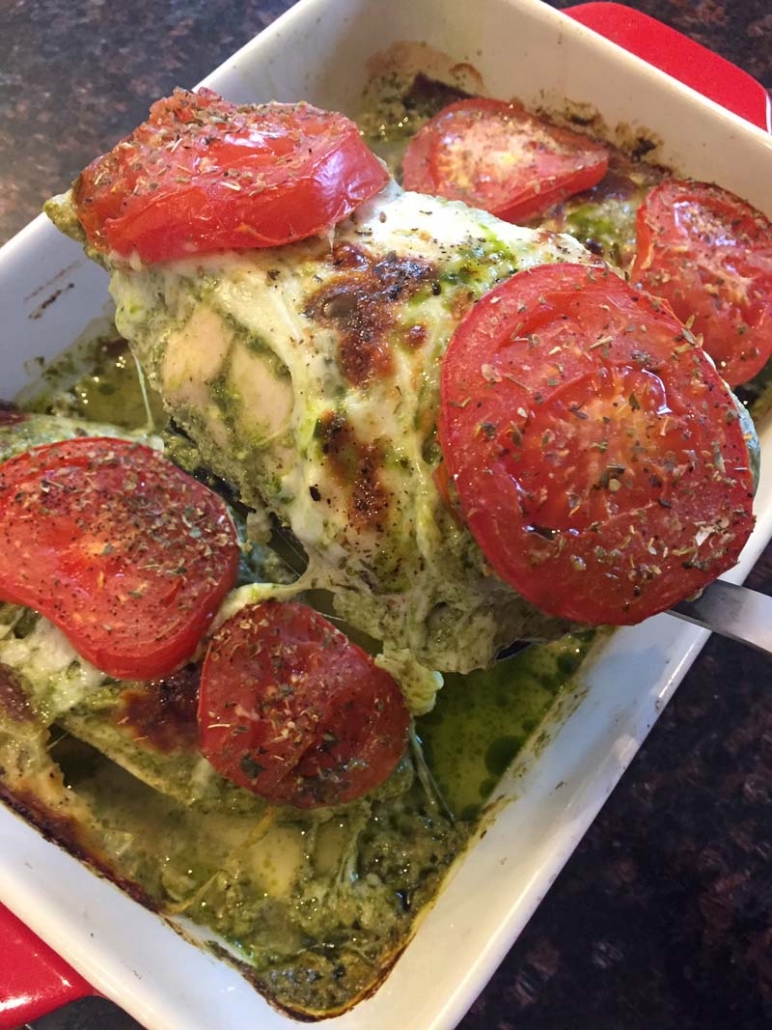 Chicken Pesto Mozzarella Keto Casserole