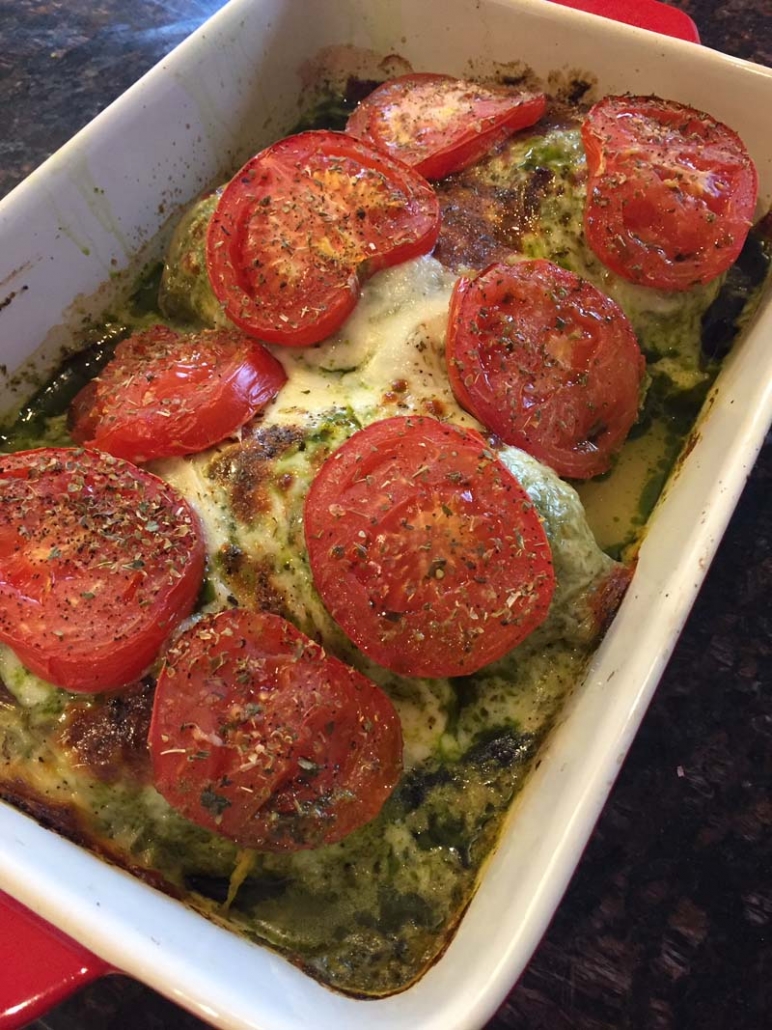 Keto Chicken Pesto Mozzarella Casserole