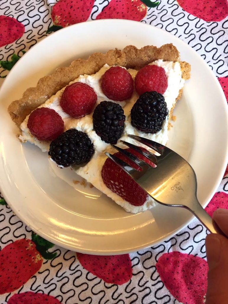 slice of keto fruit tart