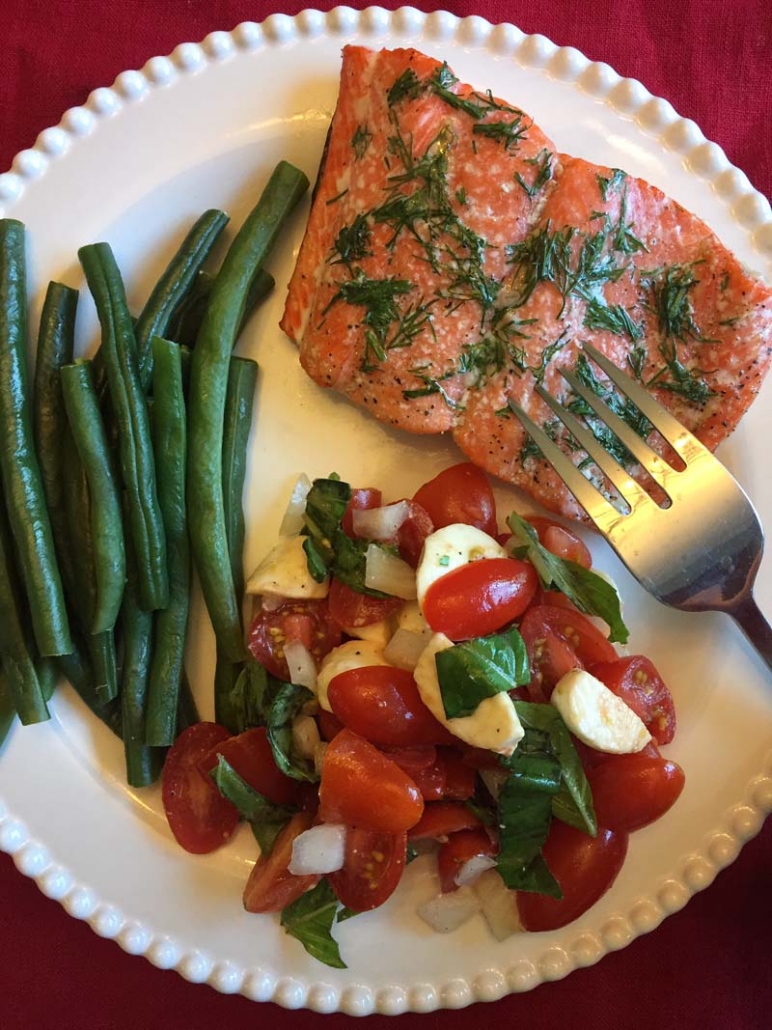 slow baked salmon dinner