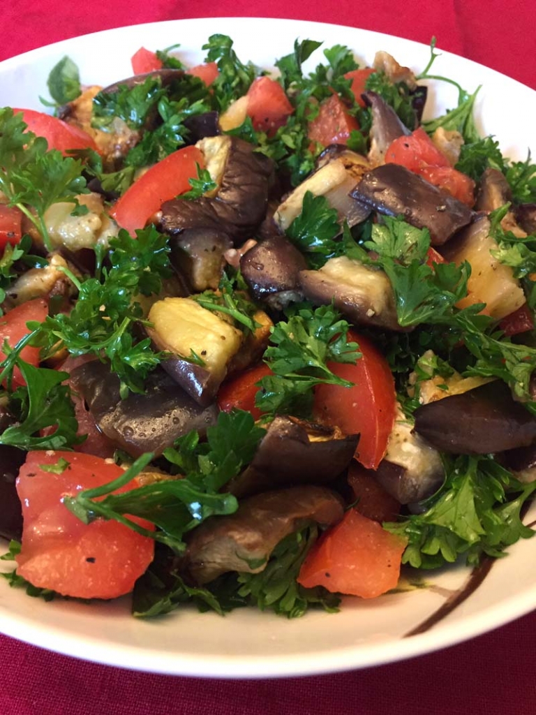 roasted eggplant salad with tomatoes
