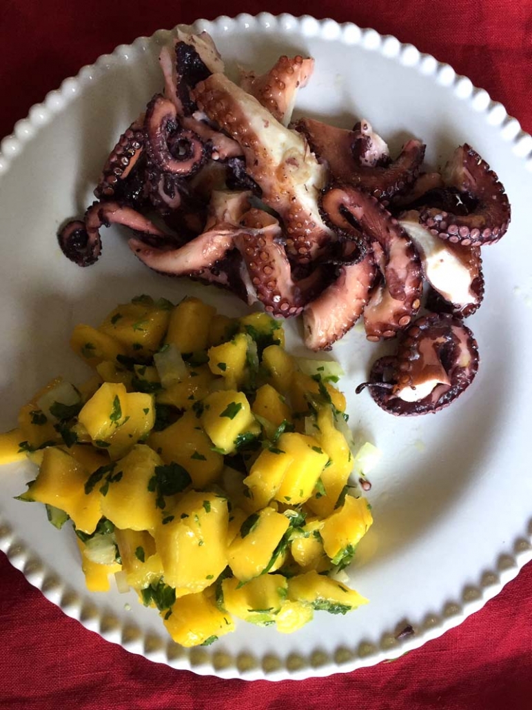 grilled octopus and mango salsa