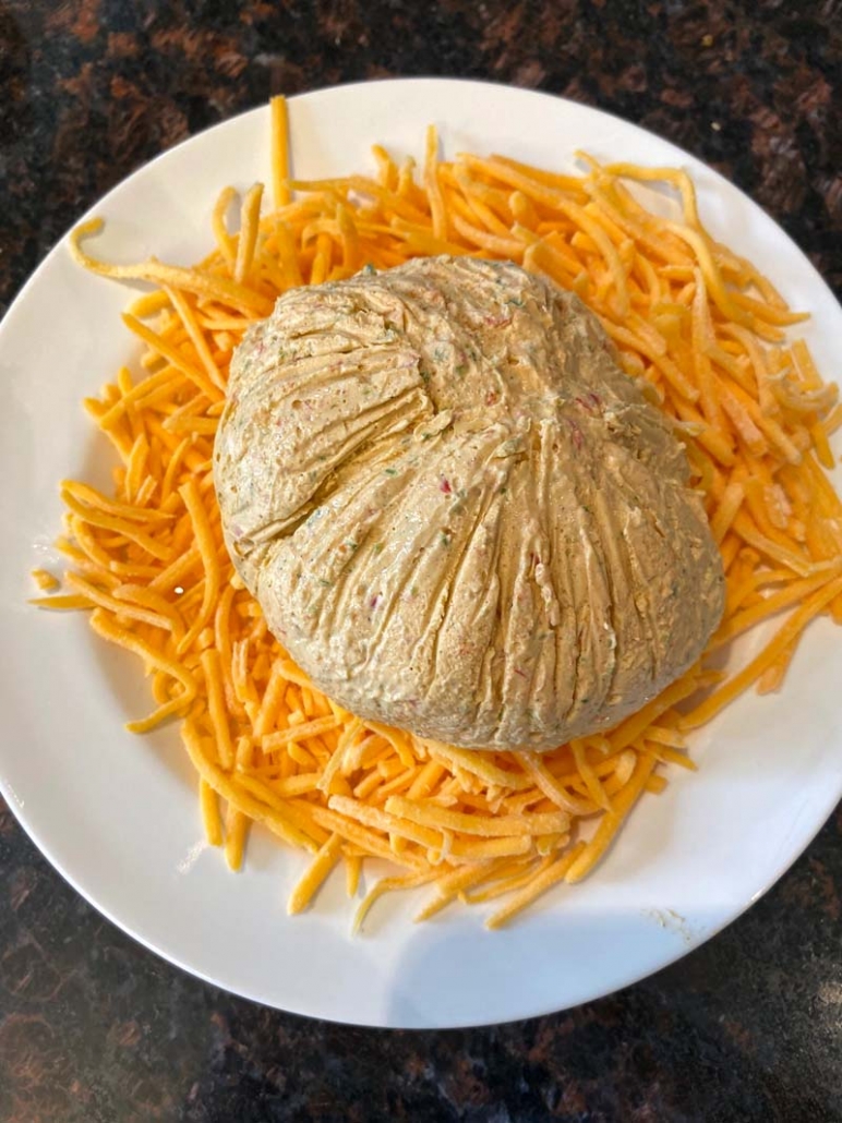keto pumpkin cheese ball with cheddar cheese