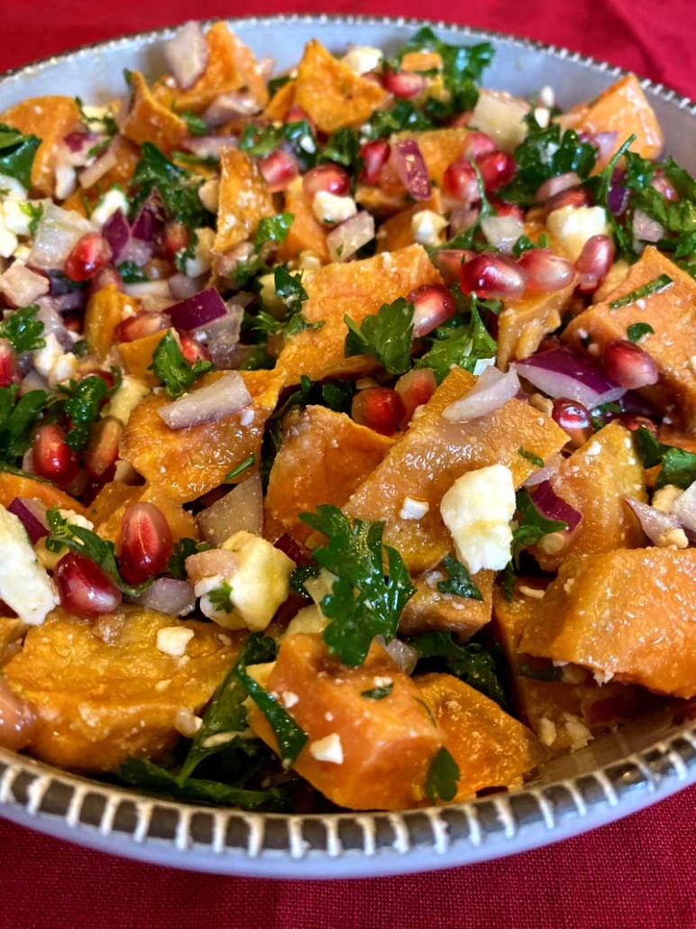 thanksgiving sweet potato pomegranate salad