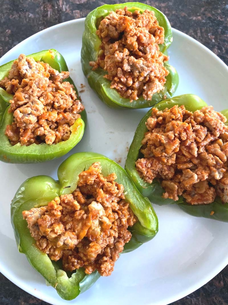 pepper halves stuffed with turkey filling