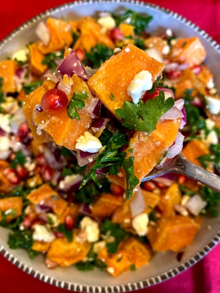 pomegranate sweet potato feta salad recipe