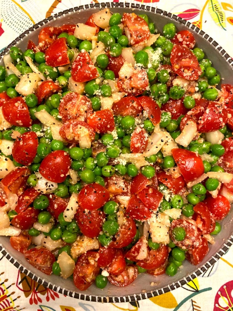Parmesan Pea Salad With Cherry Tomatoes