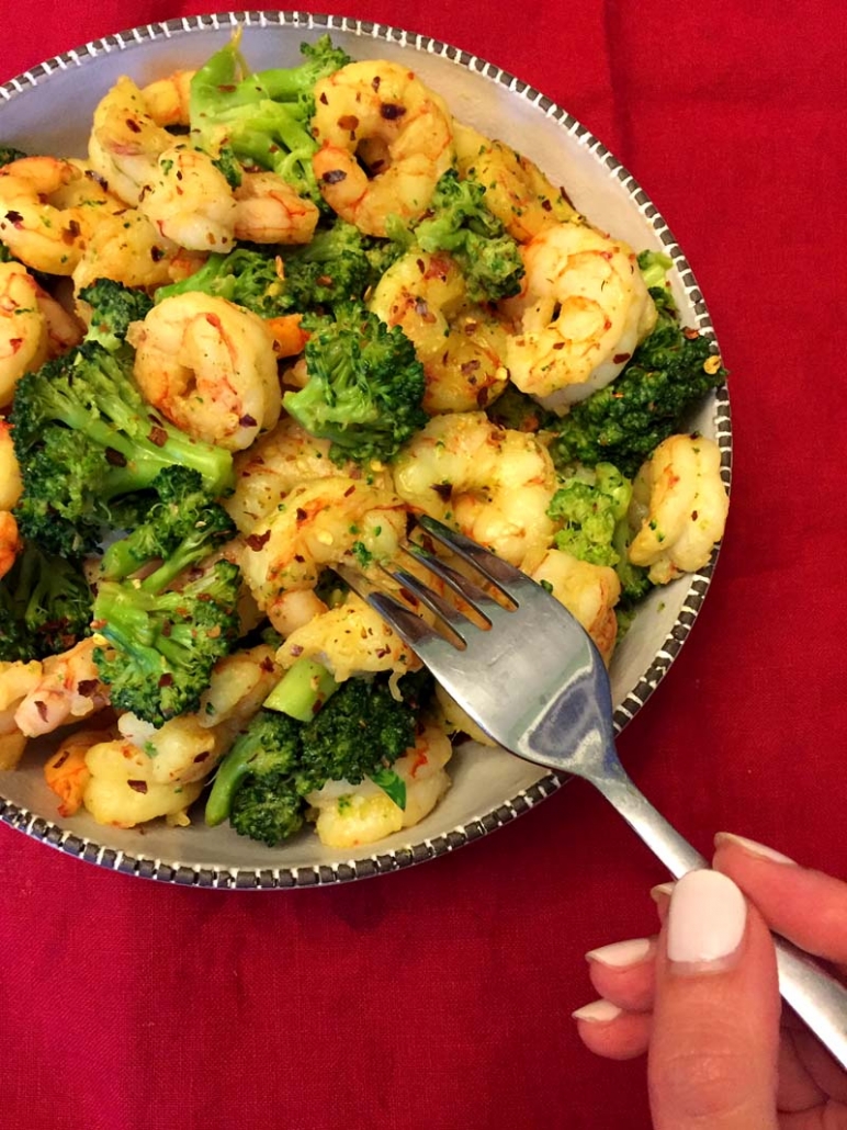 spicy garic shrimp and broccoli