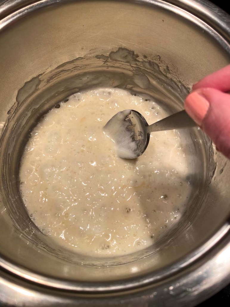 Melted marshmallows in a pot