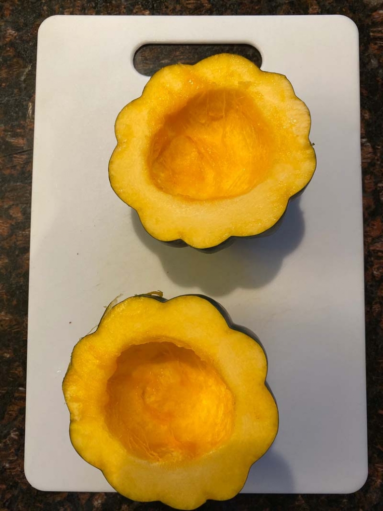 acorn squash cut in half